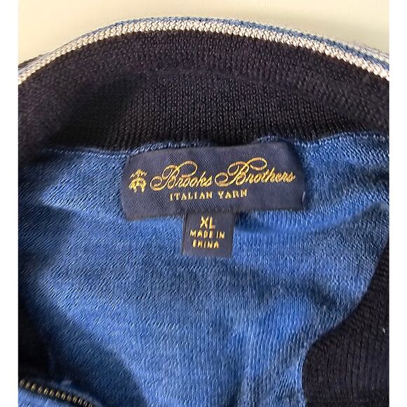 Brooks brothers blue 1/4 zip 100% merino wool EUC preppy casual warm winter XL - Picture 5 of 8
